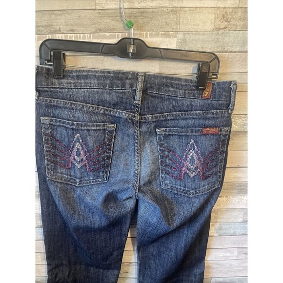 7 for all mankind women’s jeans Bootcut rinestone pockets dark wash size 28 - Picture 6 of 9